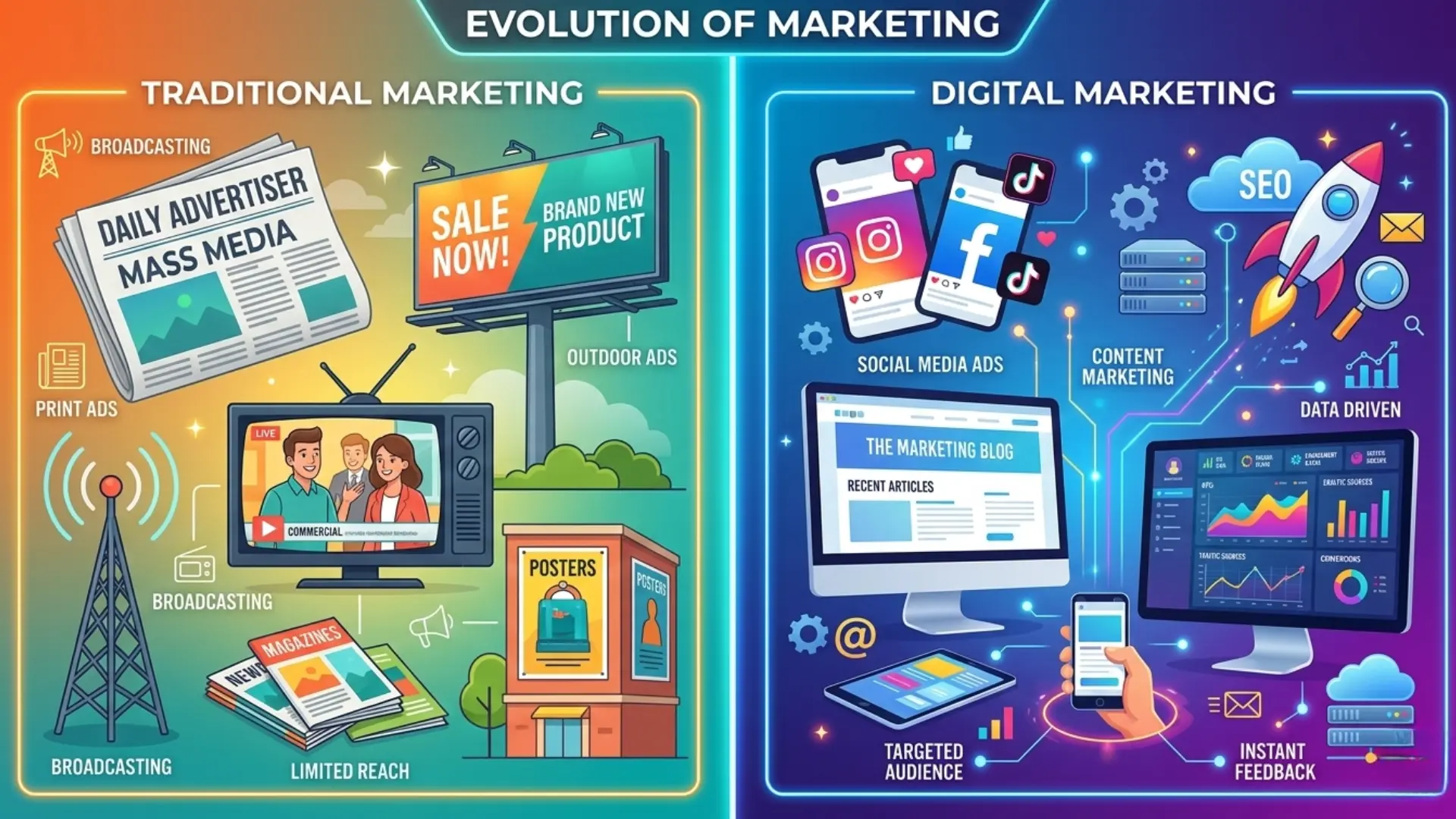 Digital Content Creation vs Traditional Marketing